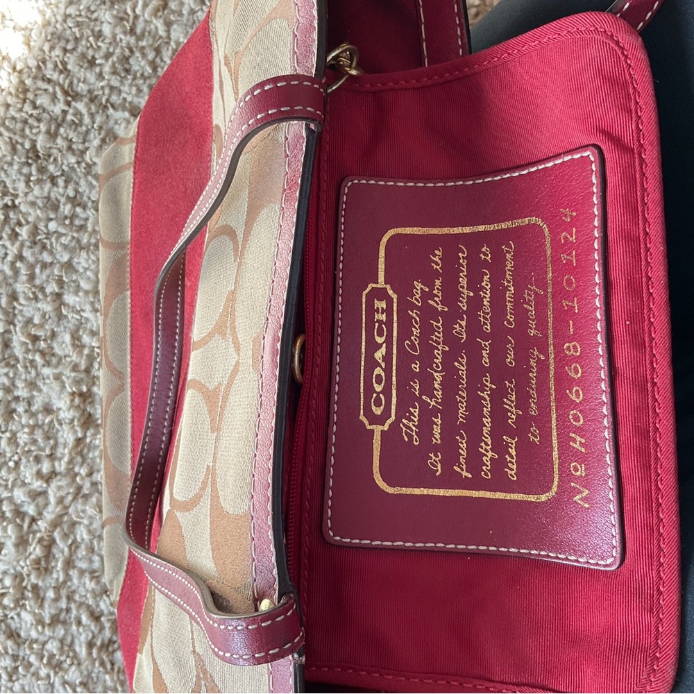 Coach Red and Tan Shoulder Bag
